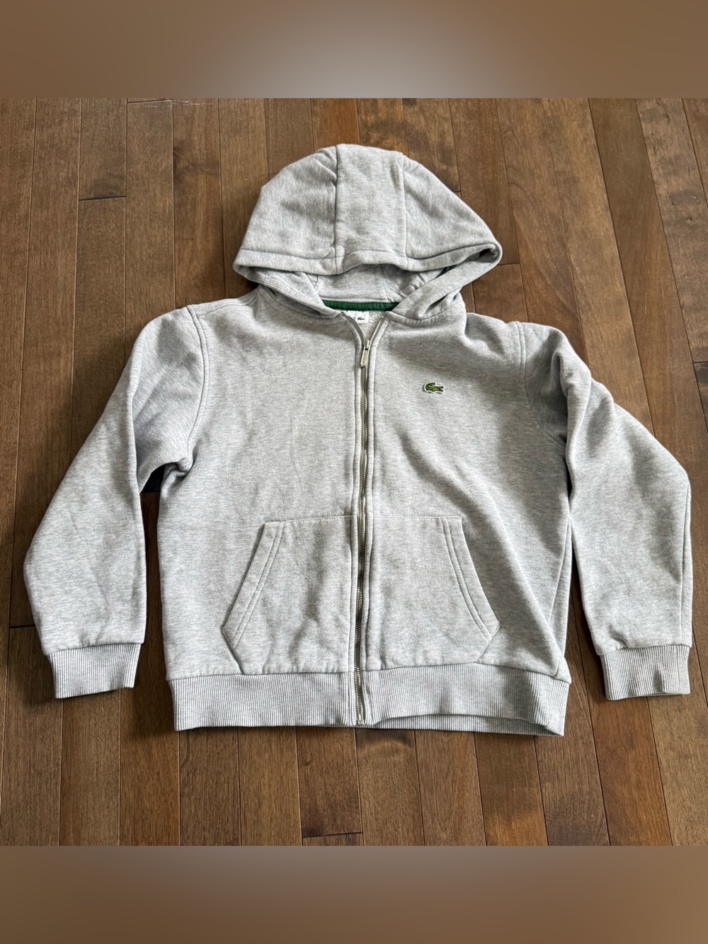 Lacoste Kids Boys Grey Full Zip Hoodie Sweatshirt Size 10 (140cm)
